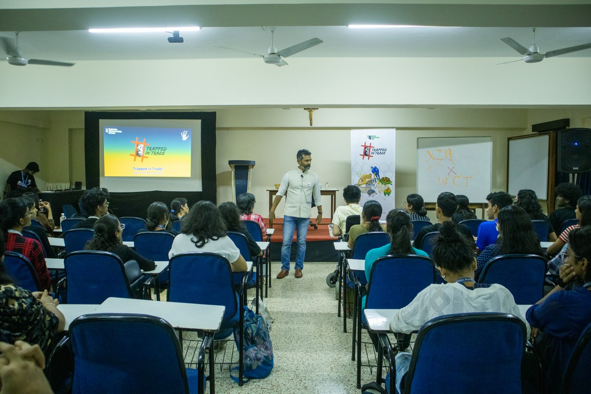 As part of the #Trappedintrade campaign outreach, WCT collaborated with Xavier's Zoology Association (XAC), St. Xavier's College, Mumbai, to deliver a seminar on the exotic pet trade crisis in India.