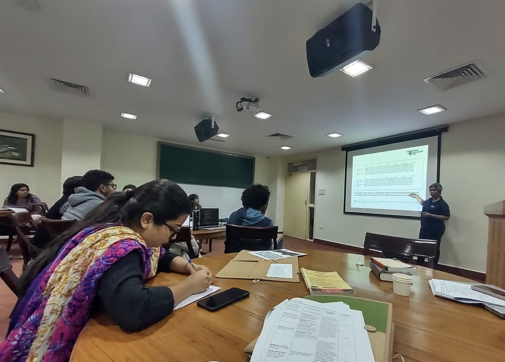 C. Samyukta conducts a session for the participating layers on wildlife crime investigation and forensics at Christ University, Bengaluru.