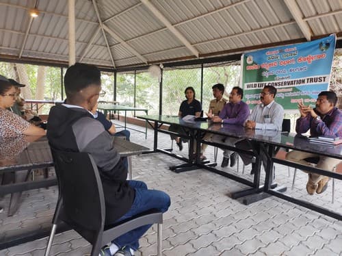 Senior forest officers interact with the participants at the Cauvery Wildlife Sanctuary.