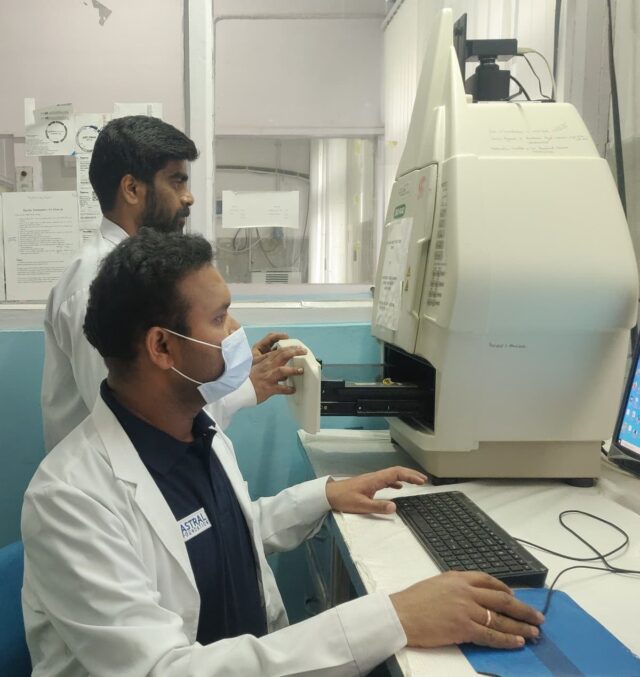 Processing of livestock blood samples in a laboratory. 