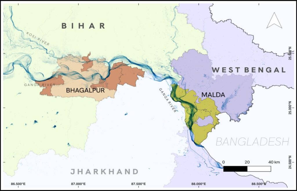 Map indicating the two study locations of Bhagalpur and Malda. ©WCT