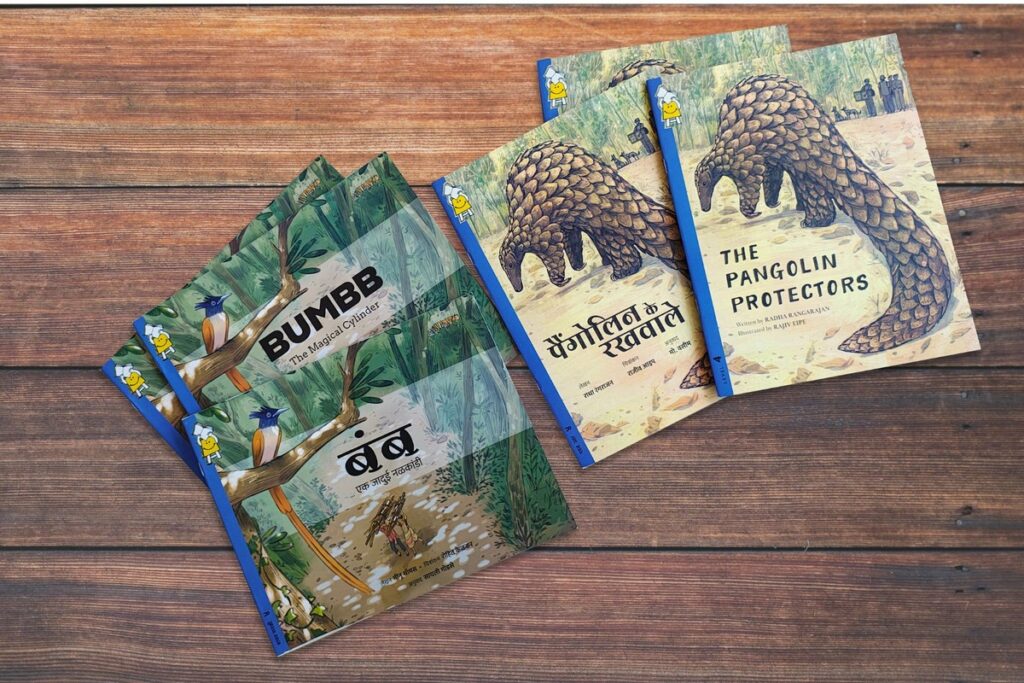 WCT’s two picture books titled 'The Pangolin Protectors' and 'Bumbb - The Magical Cylinder', published in collaboration with Pratham Books.